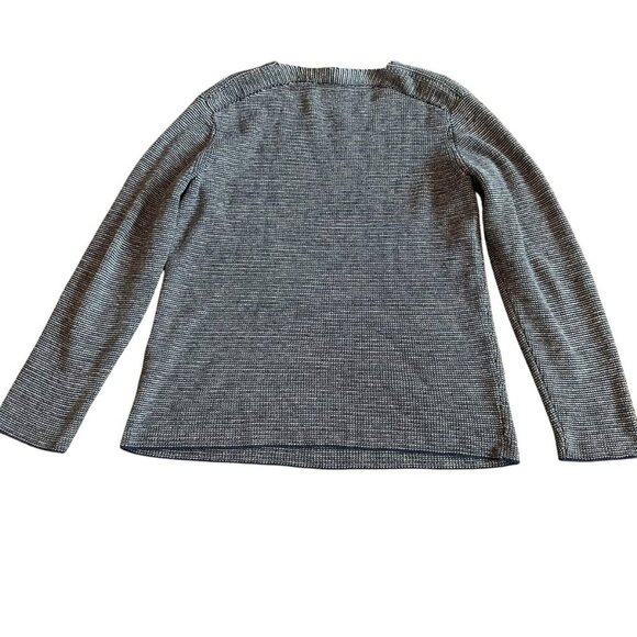 COS Navy White Pullover Sweater 100% Cotton Crew Neck Stretch Size Small Women's - Picture 7 of 11